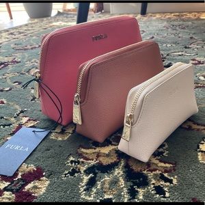 FURLA Isabelle leather nesting pouches (set of 3)